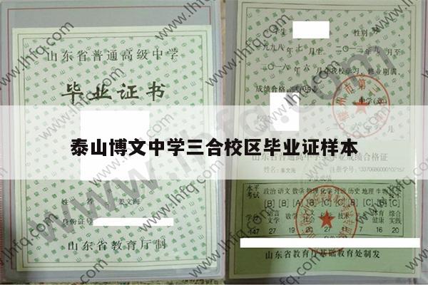 泰山博文中学三合校区毕业证样本