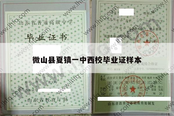 微山县夏镇一中西校毕业证样本