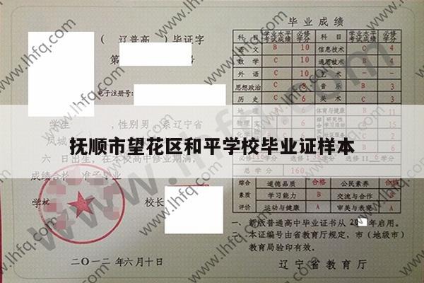 抚顺市望花区和平学校毕业证样本