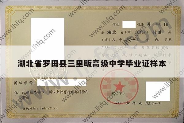 湖北省罗田县三里畈高级中学毕业证样本