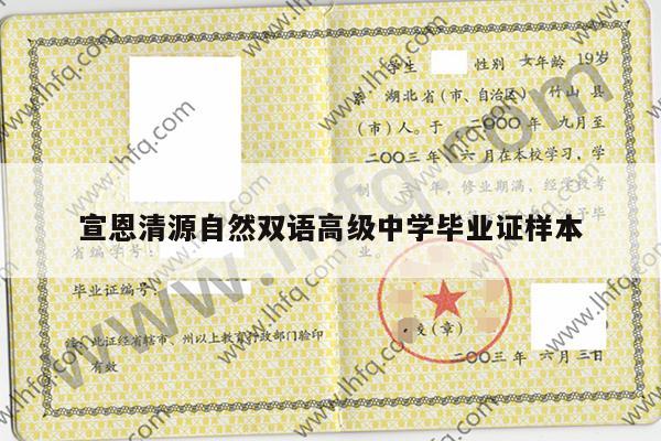 宣恩清源自然双语高级中学毕业证样本