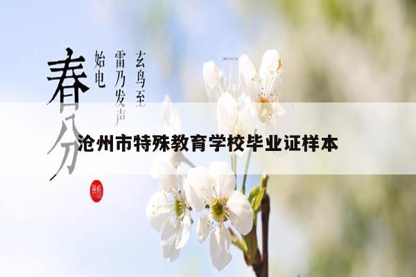 沧州市特殊教育学校毕业证样本