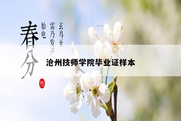沧州技师学院毕业证样本