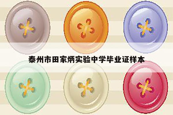 泰州市田家炳实验中学毕业证样本
