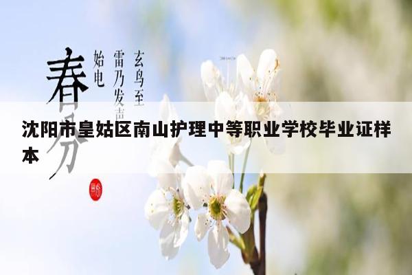 沈阳市皇姑区南山护理中等职业学校毕业证样本